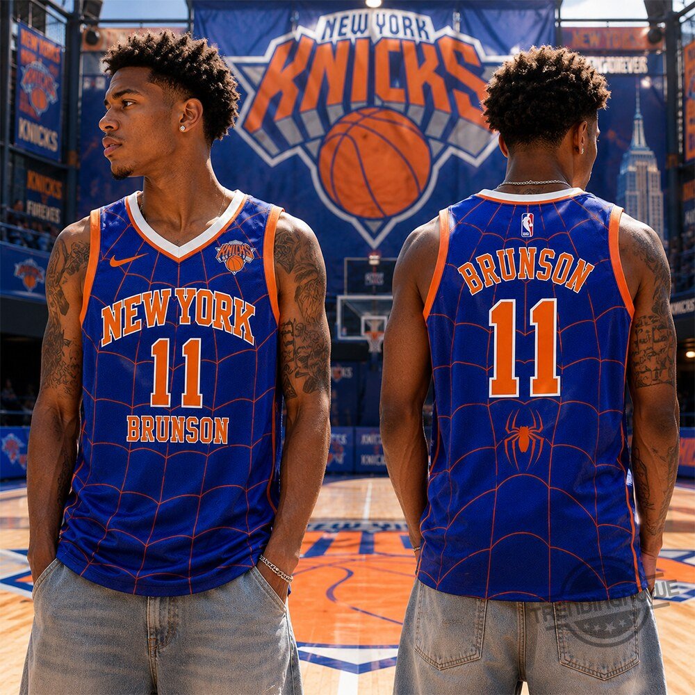 Jalen Brunson Spider-Man New York Knicks City Edition Jersey Shirt Jalen Brunson Spider-Man New York Knicks City Edition Jersey Tee – image 2 of 3