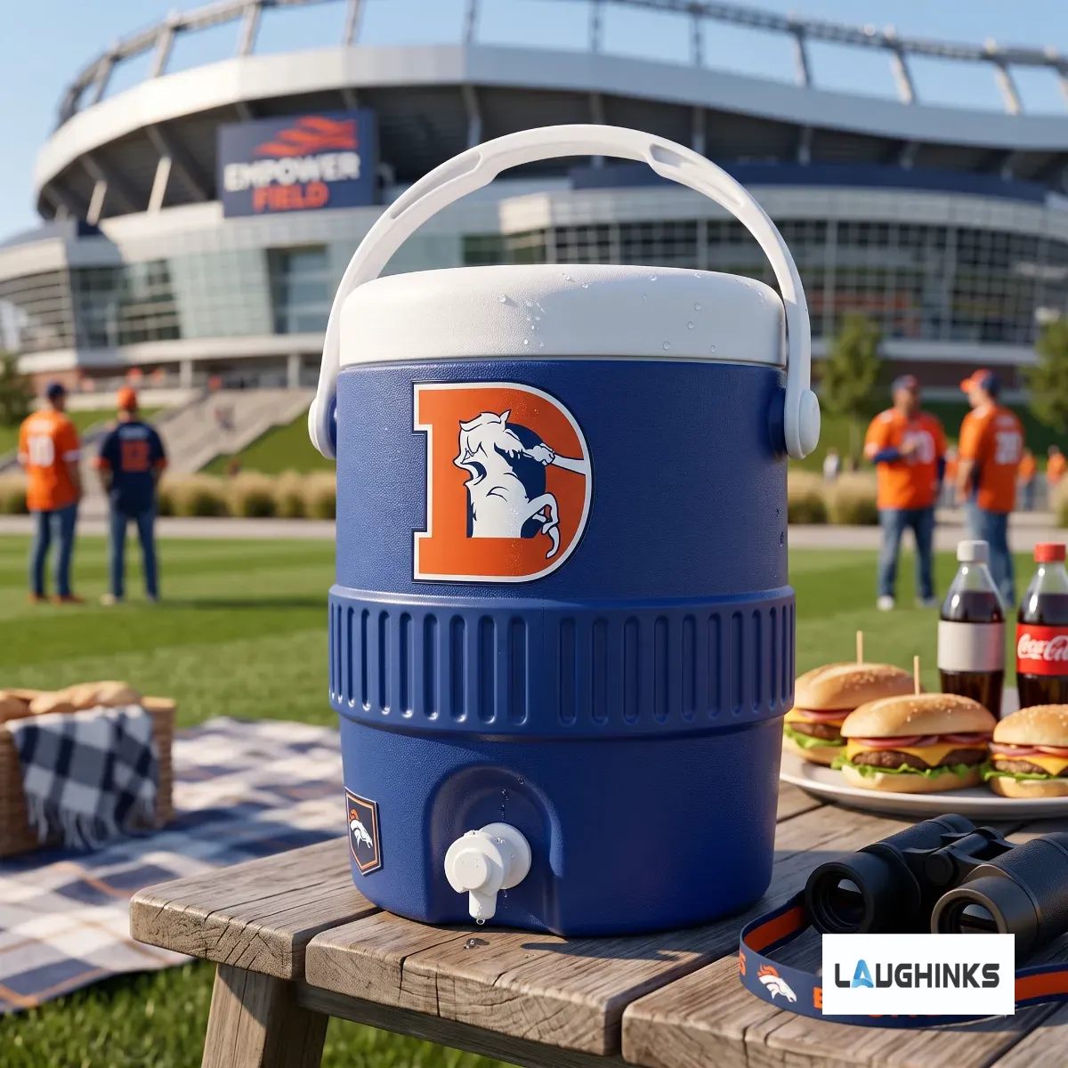Blue And Orange Denver Broncos Retro D Logo Cooler Cup 2 Blue And Orange Denver Broncos Retro D Logo Cooler Cup