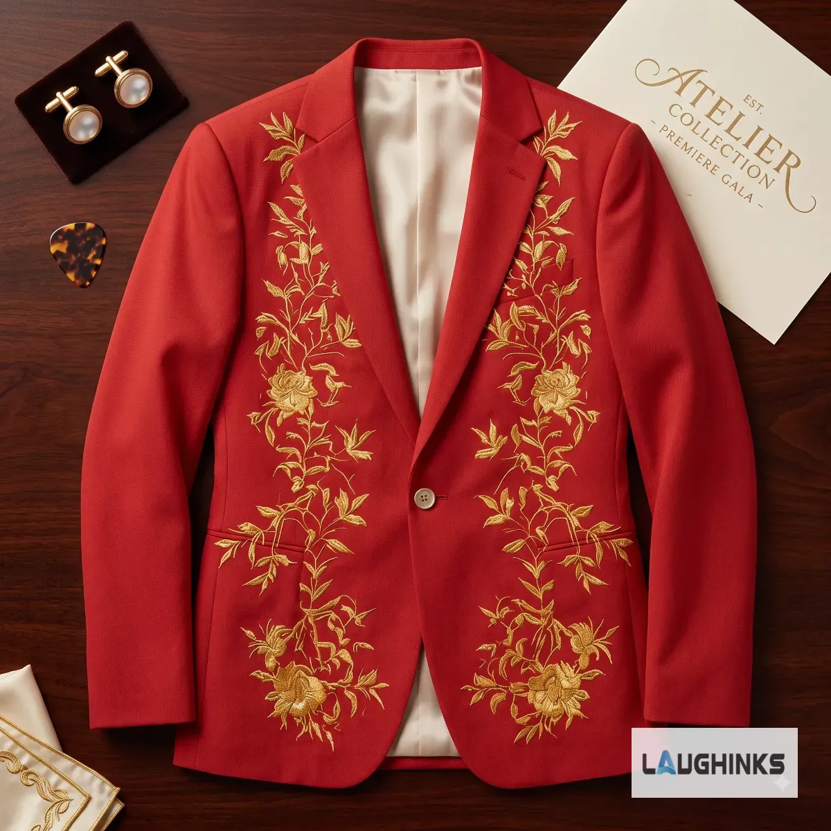 Bruno Mars The Romantic Tour Red Gold Floral AOP Blazer Jacket Philly concert 2026 3 Bruno Mars The Romantic Tour red and gold floral mug design (Detail view #2)