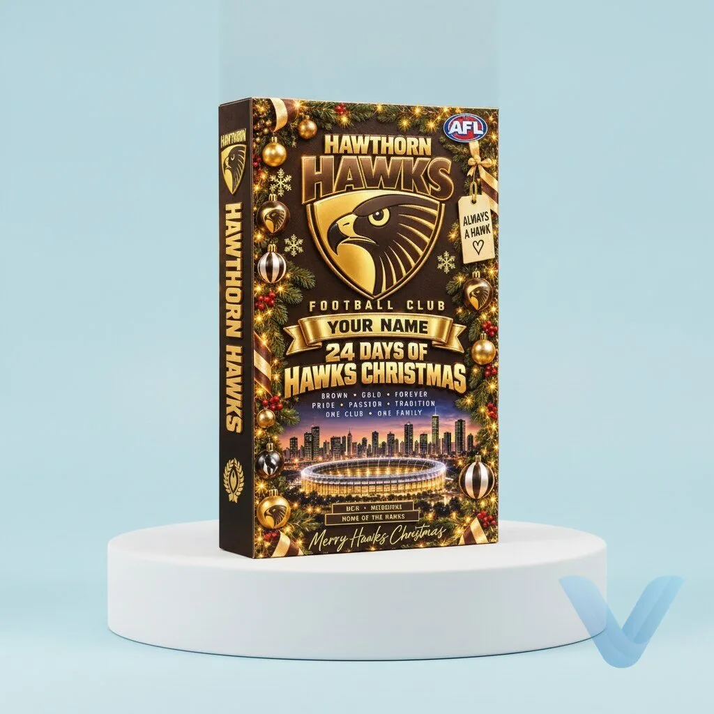 Custom Name Advent Calendar Box for AFL Hawthorn Hawks Fans 11 Custom Name Advent Calendar Box for AFL Hawthorn Hawks Fans