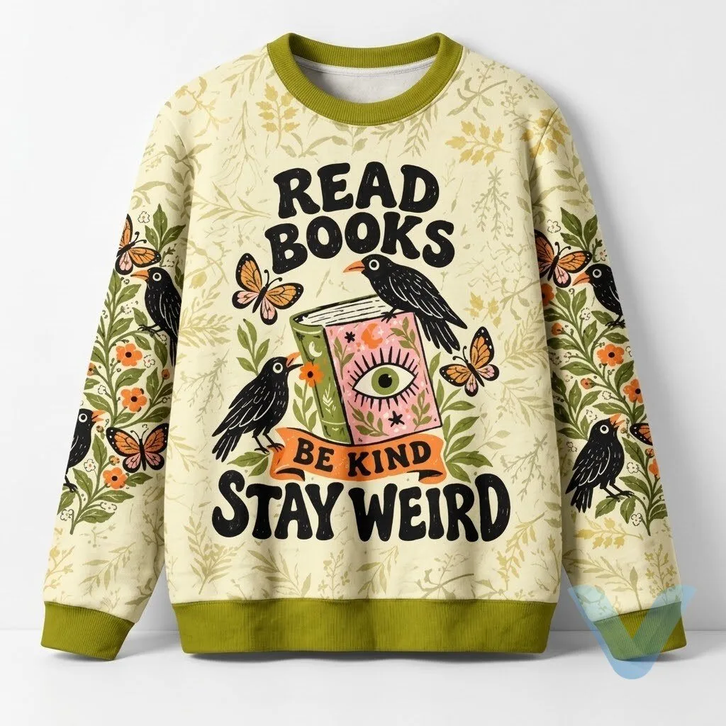 "Trendy Celebrity Tees, Hats, and Sweaters: Unique Gifts for 2023" 6 Read Books Be Kind Stay Weird Christmas 2026 Ugly Sweater sweatshirt