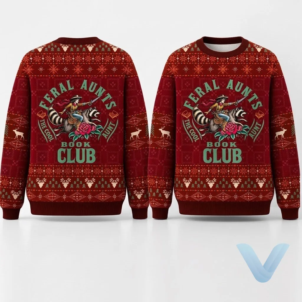 Feral Aunts Book Club Christmas 2026 Ugly Sweater sweatshirt