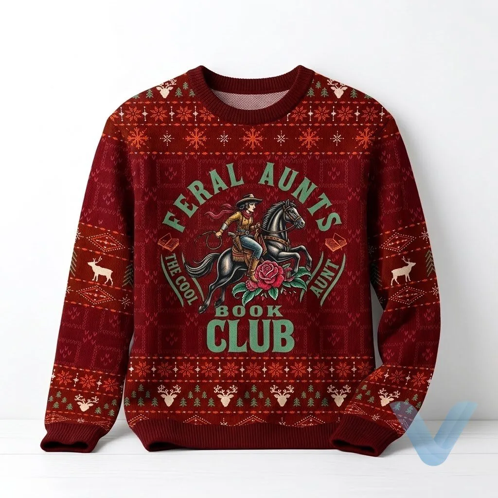 Feral Aunts Book Club Christmas 2026 Ugly Sweater sweatshirt 7 Feral Aunts Book Club Christmas 2026 Ugly Sweater sweatshirt