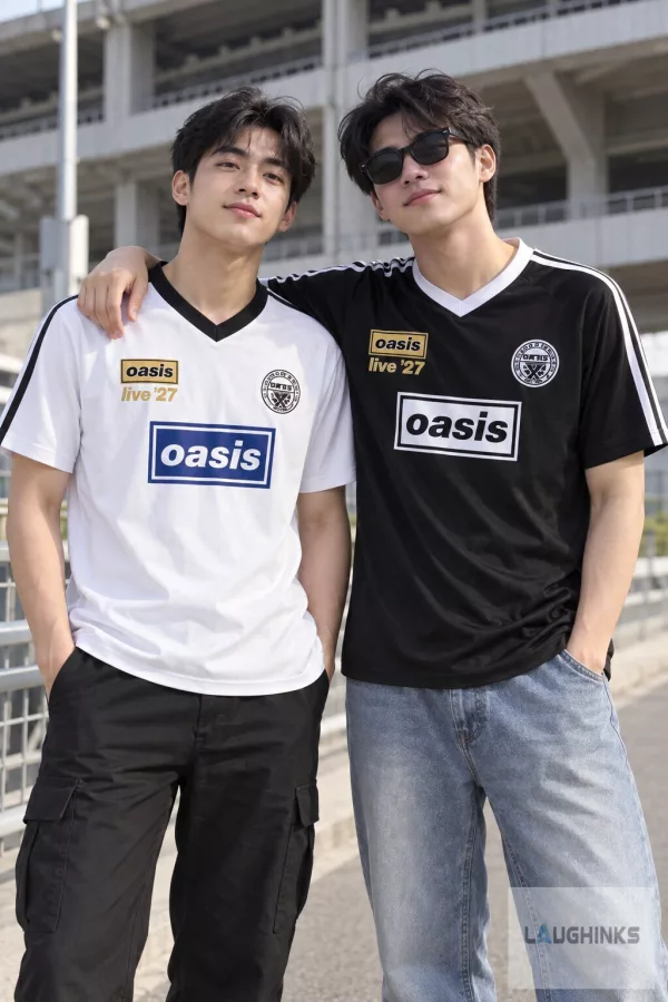 Oasis Live 27 World Tour 2027 Vneck Polo Jersey Shirt Black or White Version