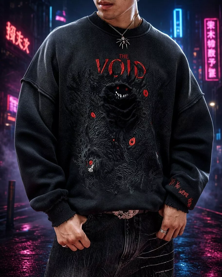 Void Crew black embroidery shirt
