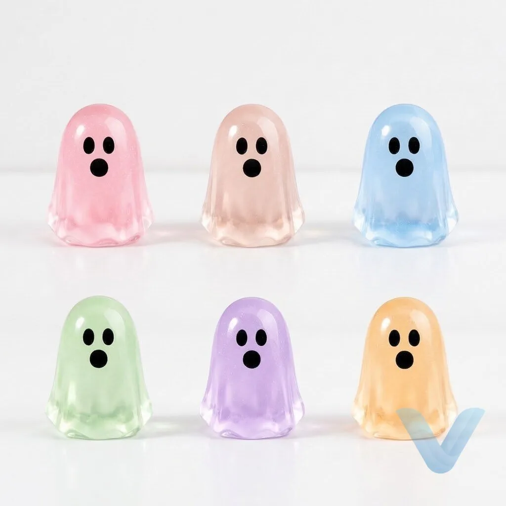 Glow In Dark Ghost Resin Bead Set - 50 Pcs for Creative Crafts