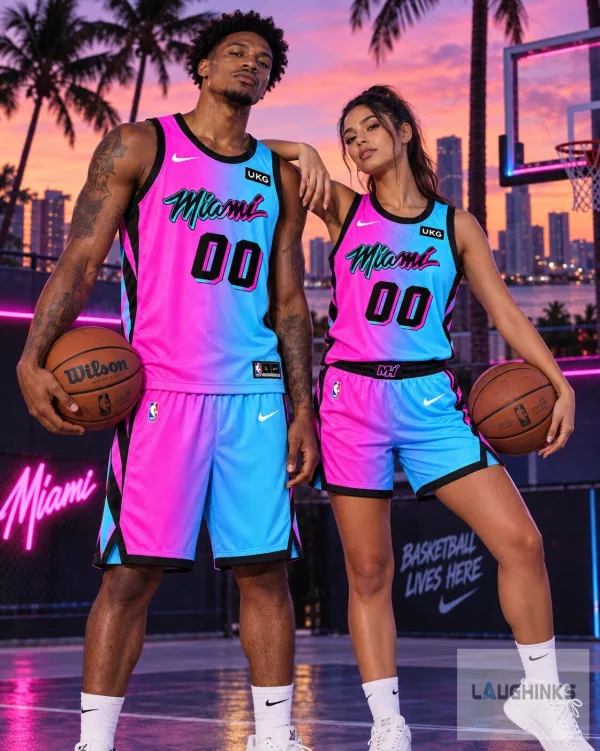 Personalized Gradient 2026 Miami Heat Vice City Merch GTA 6 Basketball Jersey Shirt and Shorts Set