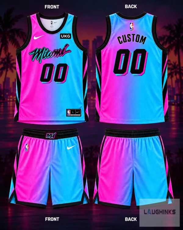 Personalized Gradient 2026 Miami Heat Vice City Merch GTA 6 Basketball Jersey Shirt and Shorts Set