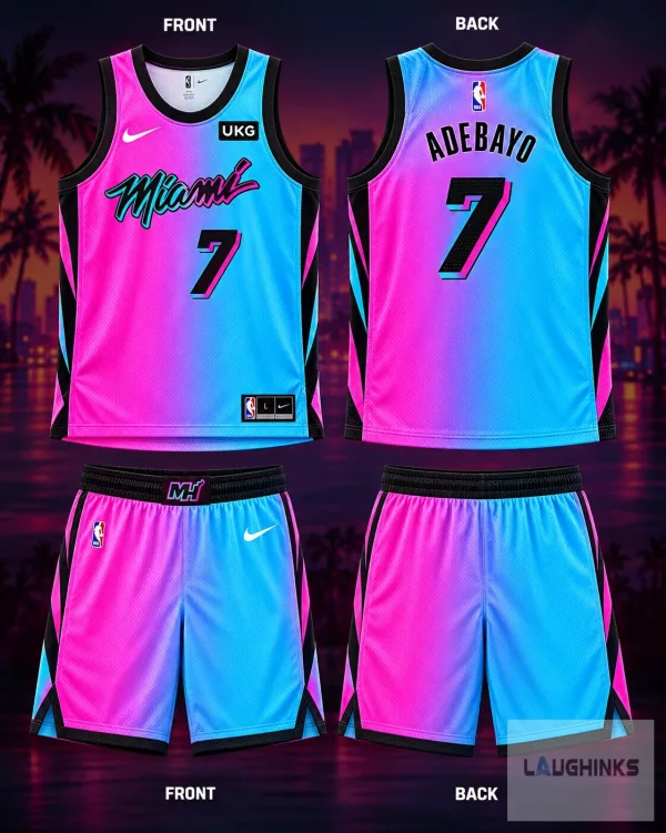 Personalized Gradient 2026 Miami Heat Vice City Merch GTA 6 Basketball Jersey Shirt and Shorts Set