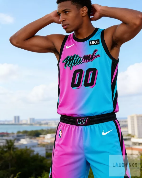 Personalized Gradient 2026 Miami Heat Vice City Merch GTA 6 Basketball Jersey Shirt and Shorts Set