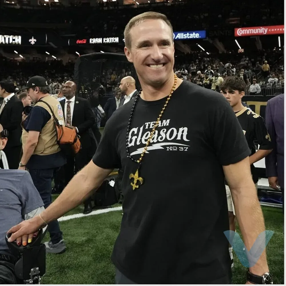 Home 6 Drew Brees Team Steve Gleason No 37 Parade t Shirt