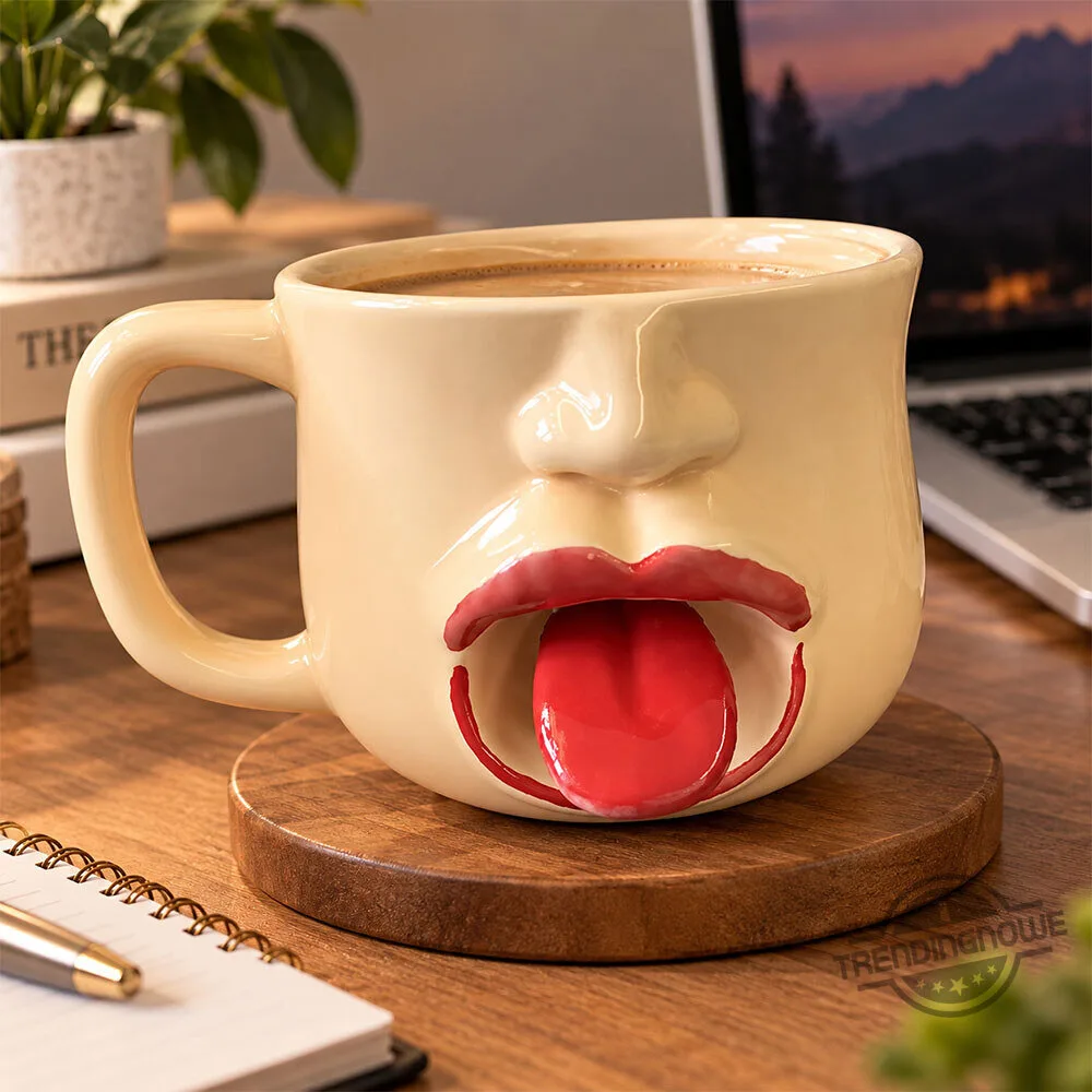 Restless Tongue Ceramic Coffee Mug Funny Novelty Moving Tongue Drinkware Gift