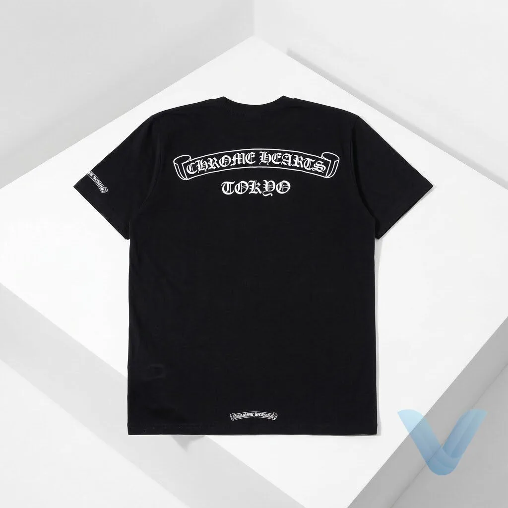 Jimin BTS Chrome Hearts Scroll Logo T Shirt Black Tokyo Exclusive