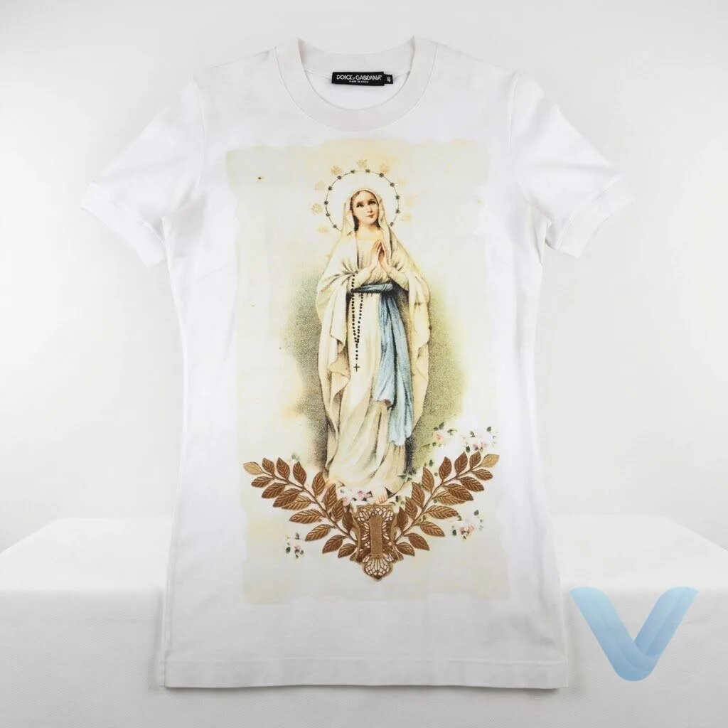 Luka Modric Dolce and Gabbana Virgin Mary Religious Ivory T Shirt