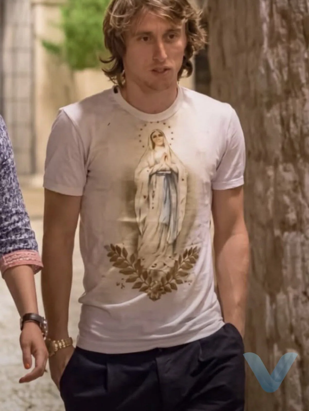 Luka Modric Dolce and Gabbana Virgin Mary Religious Ivory T Shirt