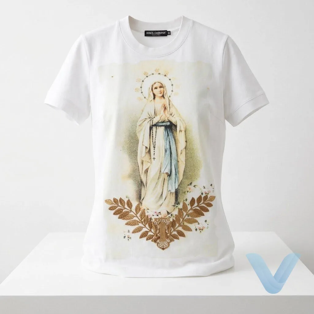 Luka Modric Dolce and Gabbana Virgin Mary Religious Ivory T Shirt Luka Modric Dolce and Gabbana Virgin Mary Religious Ivory T Shirt – image 3 of 4