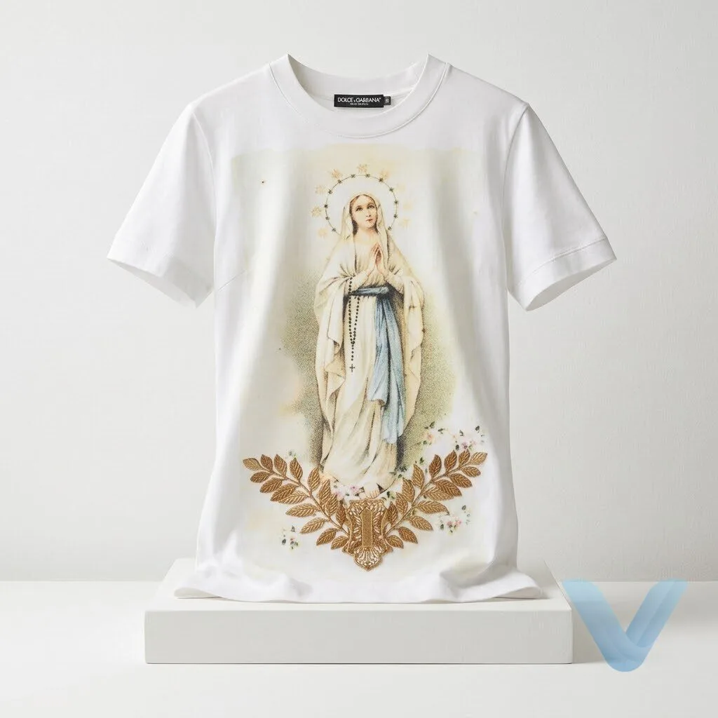 Luka Modric Dolce and Gabbana Virgin Mary Religious Ivory T Shirt Luka Modric Dolce and Gabbana Virgin Mary Religious Ivory T Shirt – image 4 of 4