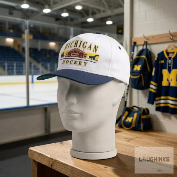 Michigan Hockey Embroidered Baseball Hat Vintage Sports Fan Cap