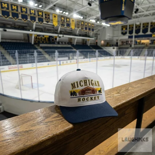 Michigan Hockey Embroidered Baseball Hat Vintage Sports Fan Cap