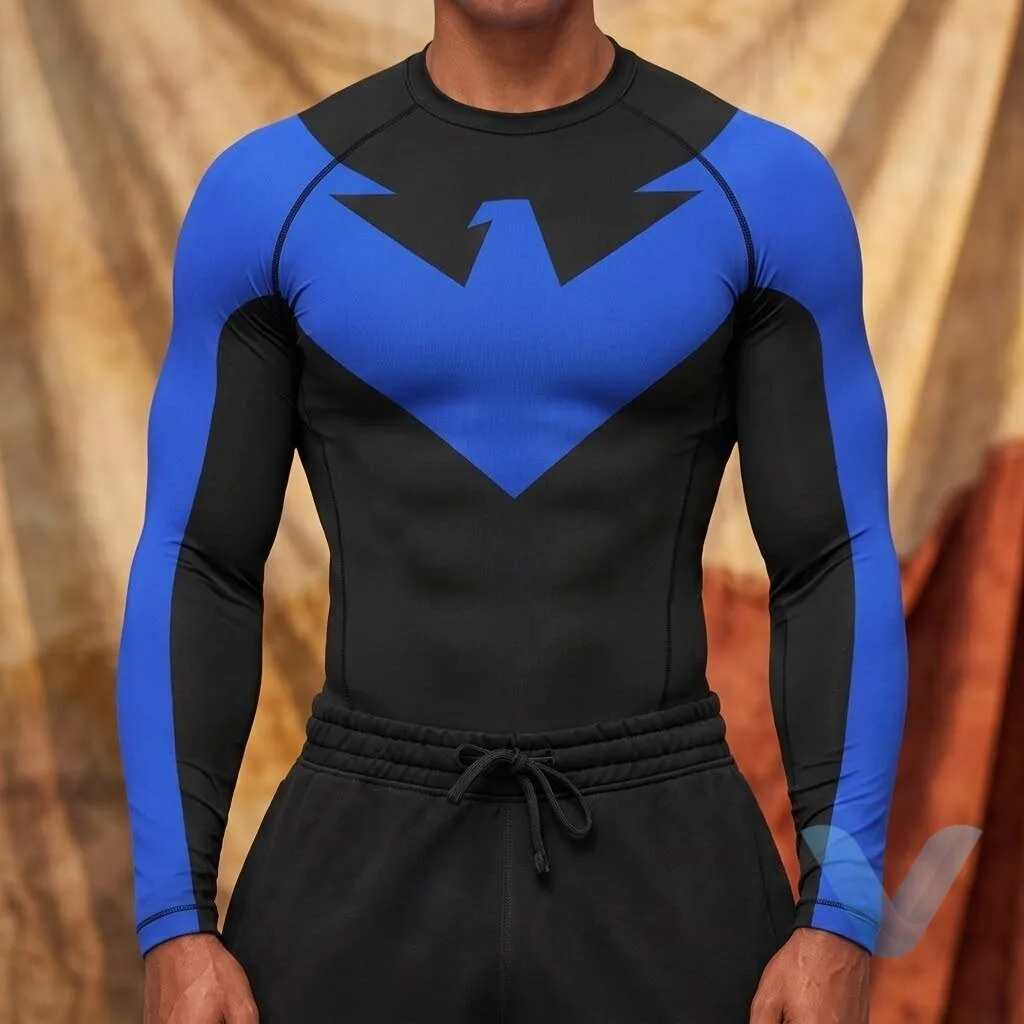 Nightwing Compression Shirt Cosplay Batman Costume Superhero Workout Top