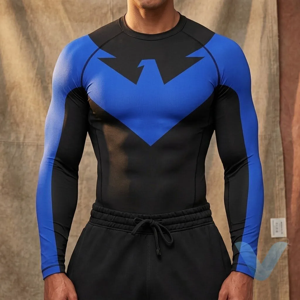 Nightwing Compression Shirt Cosplay Batman Costume Superhero Workout Top