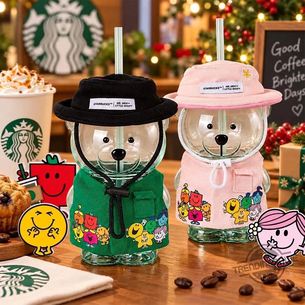 Starbucks x Mr Men Little Miss Bearista Glass Cold Cup Tumbler