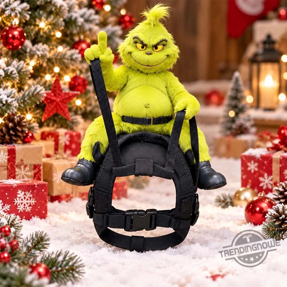 Grumpyrider Grinch Dog Harness Costume With Middle Finger Gesture