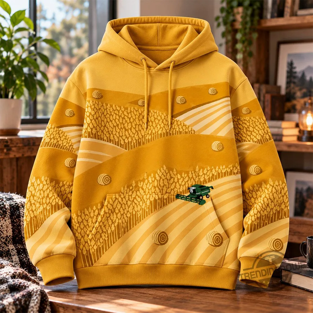 Wheat Field Combine Harvester Yellow Crewneck Sweatshirt Shirt 7 Wheat Field Combine Harvester Yellow Crewneck Sweatshirt Shirt