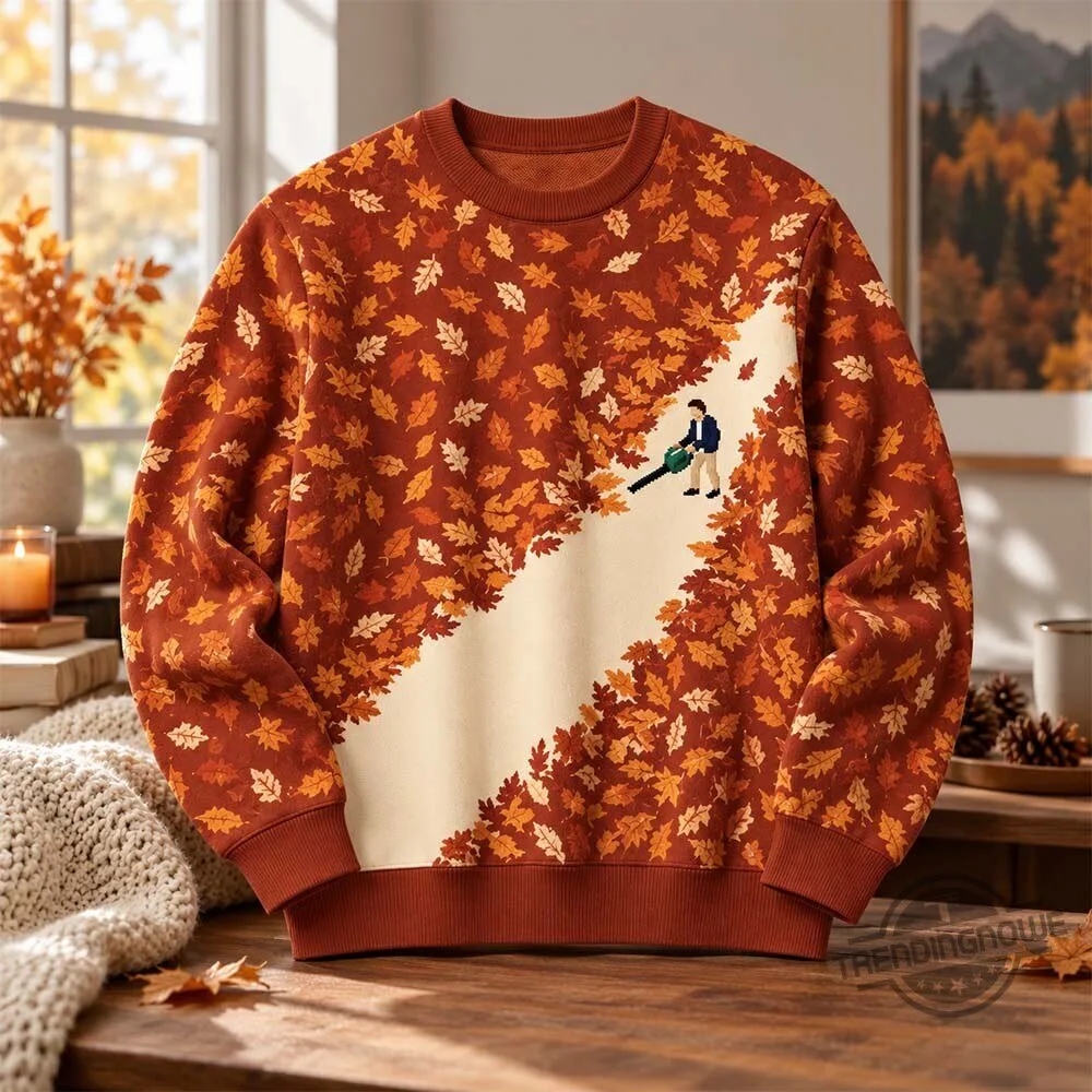 Lawn Mower Leaf Pattern Fall Crewneck Sweatshirt Shirt 3 Lawn Mower Leaf Pattern Fall Crewneck Sweatshirt Shirt