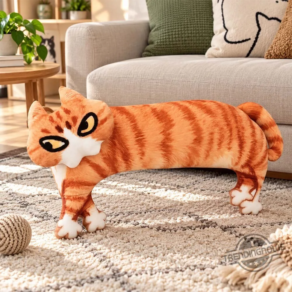 Notemanshop Cute Angry Orange Tabby Cat Standing Plush Pillow 5 Notemanshop Cute Angry Orange Tabby Cat Standing Plush Pillow