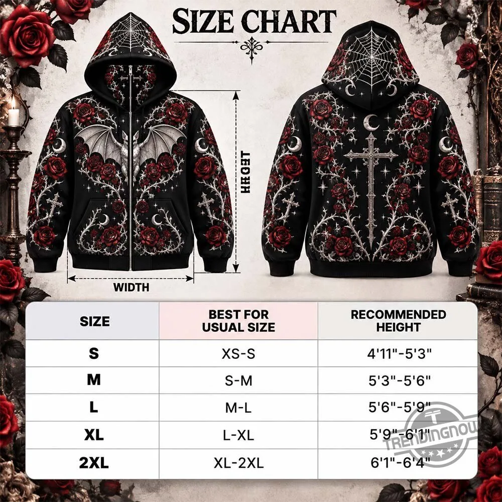 Ethoriel Gothic Bat Rose Cross Print Full Zip Face Mask Hoodie Shirt 7 Ethoriel Gothic Bat Rose Cross Print Full Zip Face Mask Hoodie Shirt