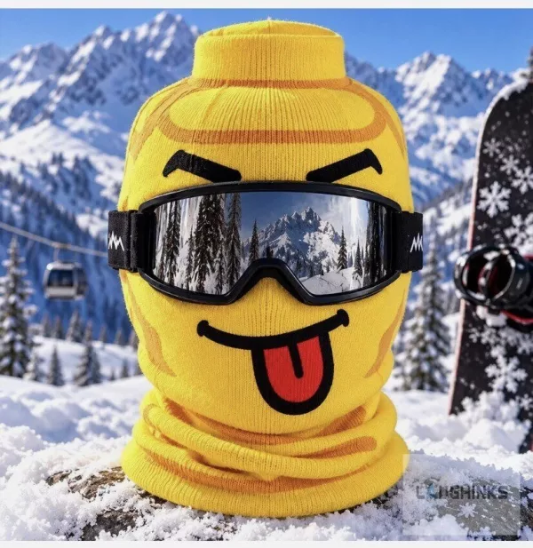 Yellow Tongue Face Funny Ski Mask