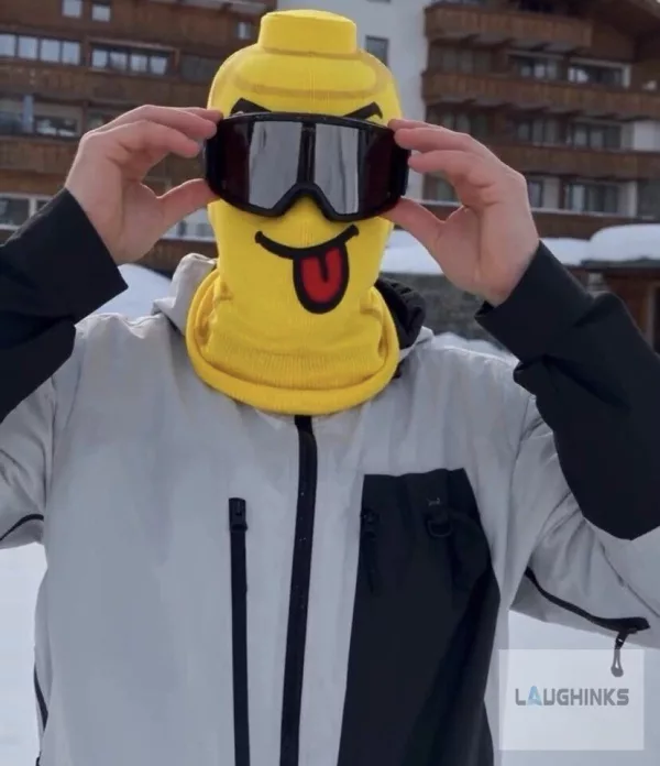 Yellow Tongue Face Funny Ski Mask