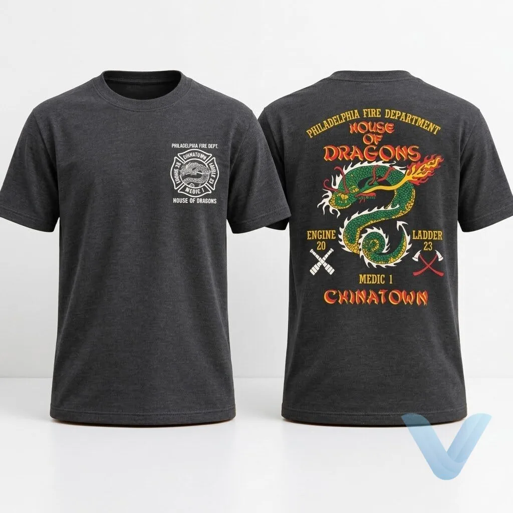 Home 8 Philadelphia Fire Department House Of Dragons Chinatown T Shirt