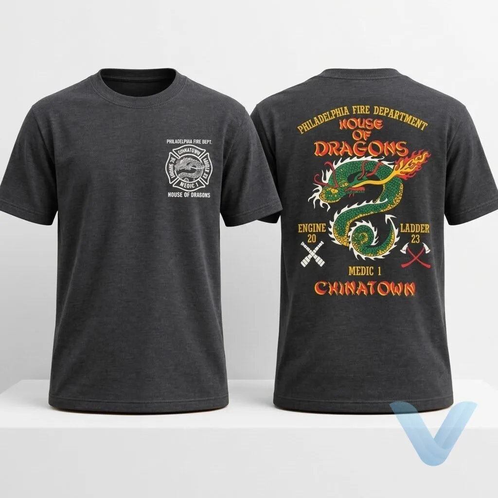 Philadelphia Fire Department House Of Dragons Chinatown T Shirt