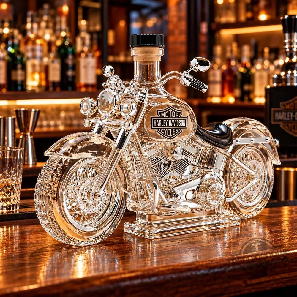 Throttle Pour Motorcycle Whiskey Bottle Decanter 7 Throttle Pour Motorcycle Whiskey Bottle Decanter