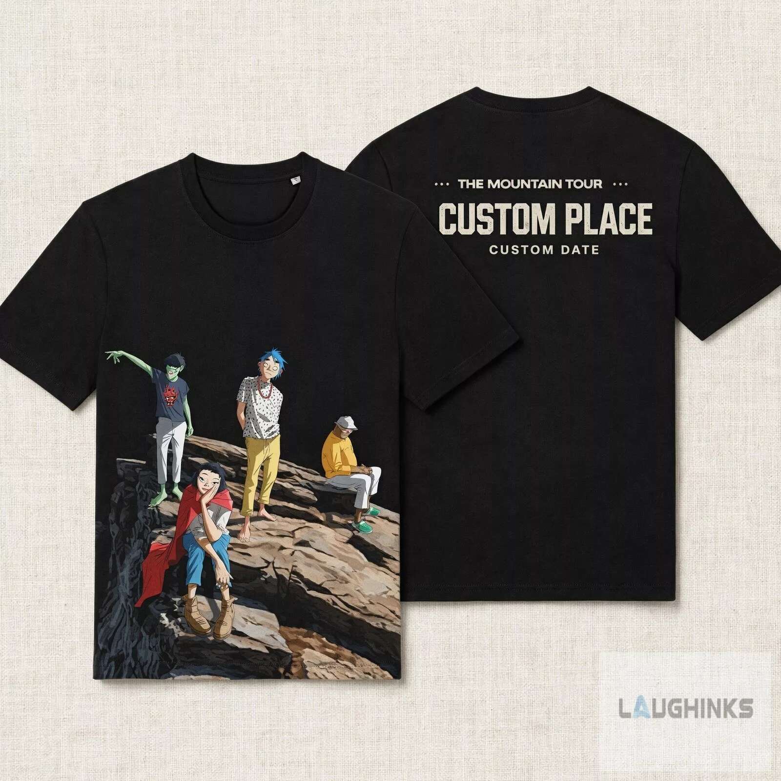 Gorillaz "The Mountain Tour" 2026 t-shirt with custom tour location/date text on the back 5 Gorillaz "The Mountain Tour" 2026 t-shirt with custom tour location/date text on the back