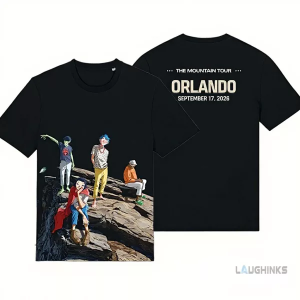 Gorillaz "The Mountain Tour" 2026 t-shirt with custom tour location/date text on the back 1 Gorillaz