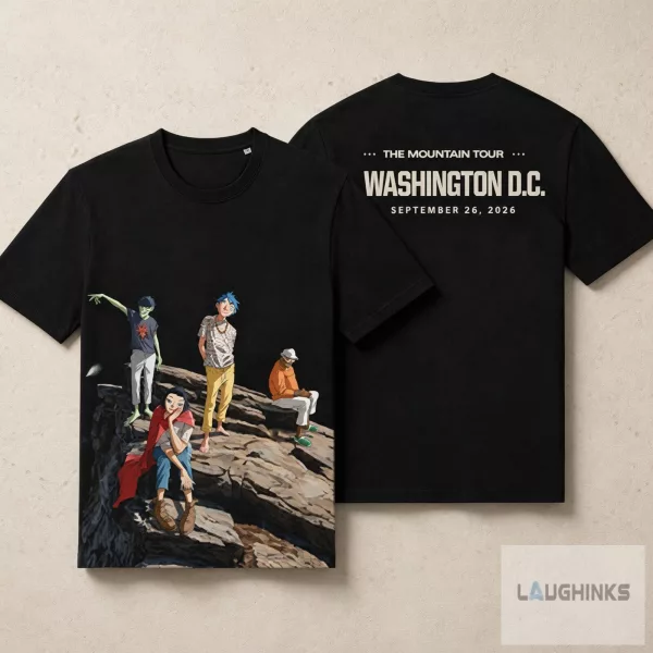 Gorillaz "The Mountain Tour" 2026 t-shirt with custom tour location/date text on the back 2 Gorillaz