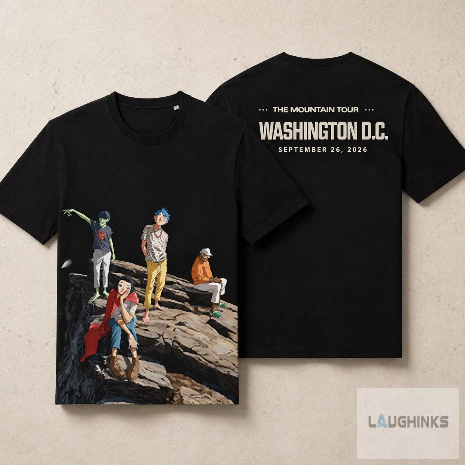 Gorillaz "The Mountain Tour" 2026 t-shirt with custom tour location/date text on the back 7 Gorillaz "The Mountain Tour" 2026 t-shirt with custom tour location/date text on the back