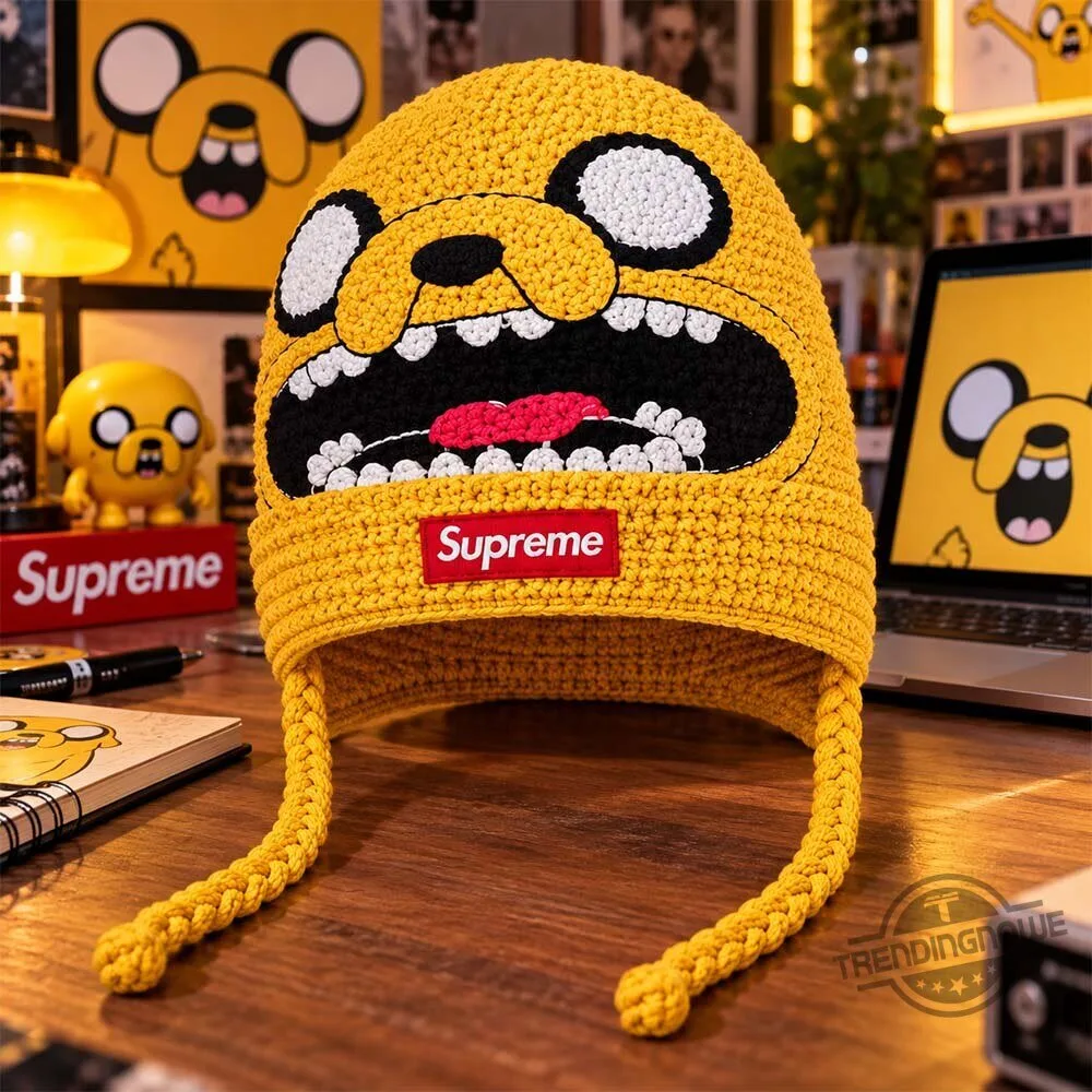 "Shop Limited Edition Justin Bieber, McDonald's, Supreme, and More Collectibles" 3 Supreme x Adventure Time Jake The Dog Crochet Knit Beanie Hat
