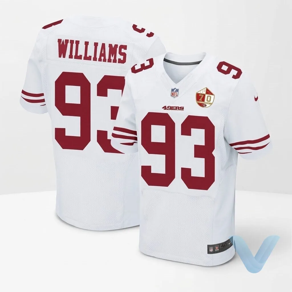 Mens San Francisco 49ers 93 Ian Williams White 70th Anniversary Patch Stitched Nfl Nike Elite Jersey replica 6 Mens San Francisco 49ers 93 Ian Williams White 70th Anniversary Patch Stitched Nfl Nike Elite Jersey replica