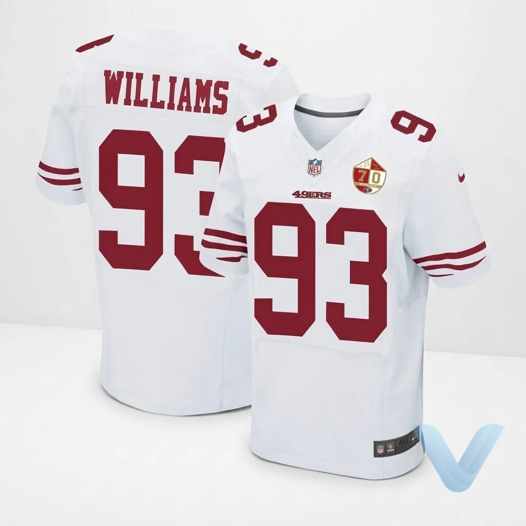 Mens San Francisco 49ers 93 Ian Williams White 70th Anniversary Patch Stitched Nfl Nike Elite Jersey replica 7 Mens San Francisco 49ers 93 Ian Williams White 70th Anniversary Patch Stitched Nfl Nike Elite Jersey replica