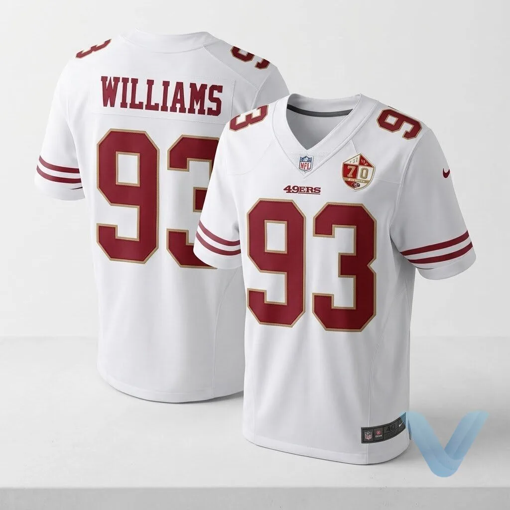 Mens San Francisco 49ers 93 Ian Williams White 70th Anniversary Patch Stitched Nfl Nike Elite Jersey replica 8 Mens San Francisco 49ers 93 Ian Williams White 70th Anniversary Patch Stitched Nfl Nike Elite Jersey replica