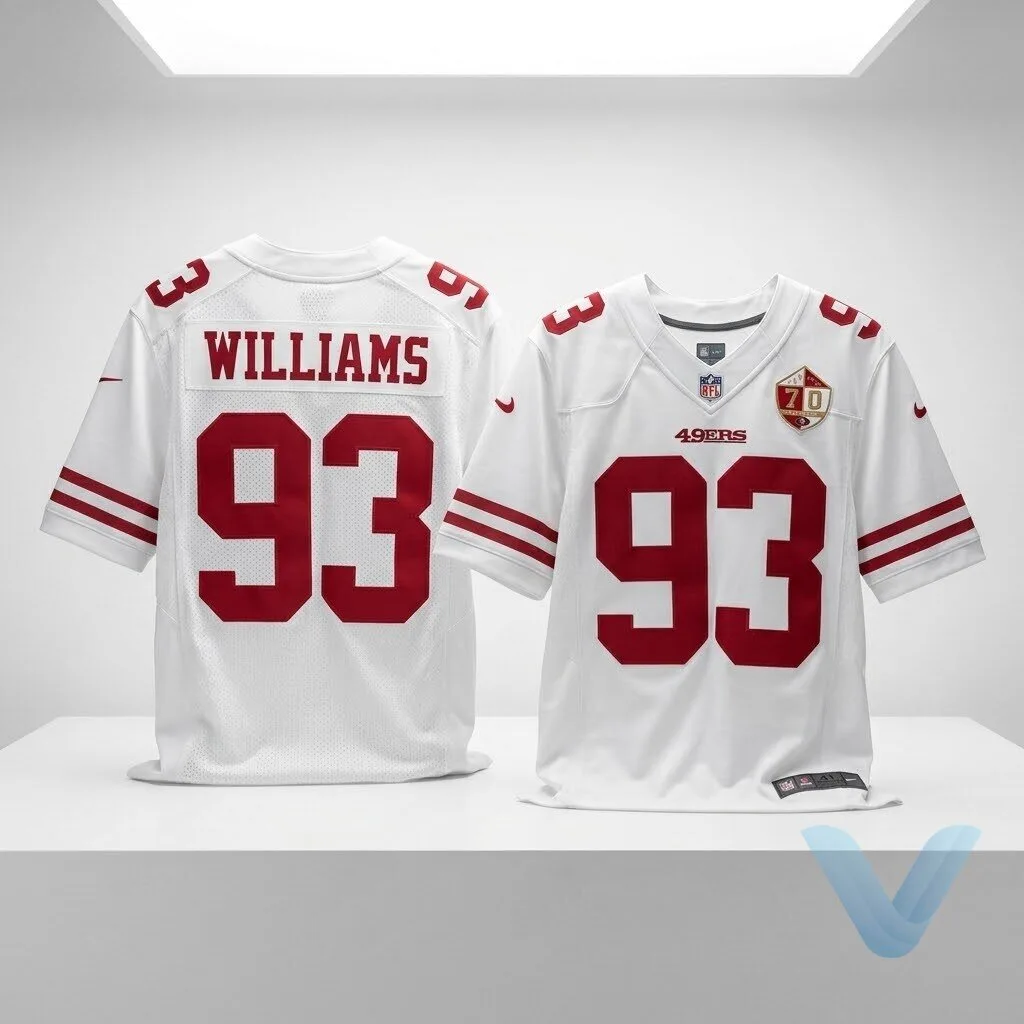 Mens San Francisco 49ers 93 Ian Williams White 70th Anniversary Patch Stitched Nfl Nike Elite Jersey replica 9 Mens San Francisco 49ers 93 Ian Williams White 70th Anniversary Patch Stitched Nfl Nike Elite Jersey replica