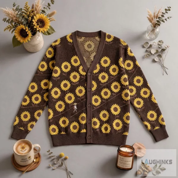 Sunflower Floral Cardigan Sweater Vintage Graphic Apparel