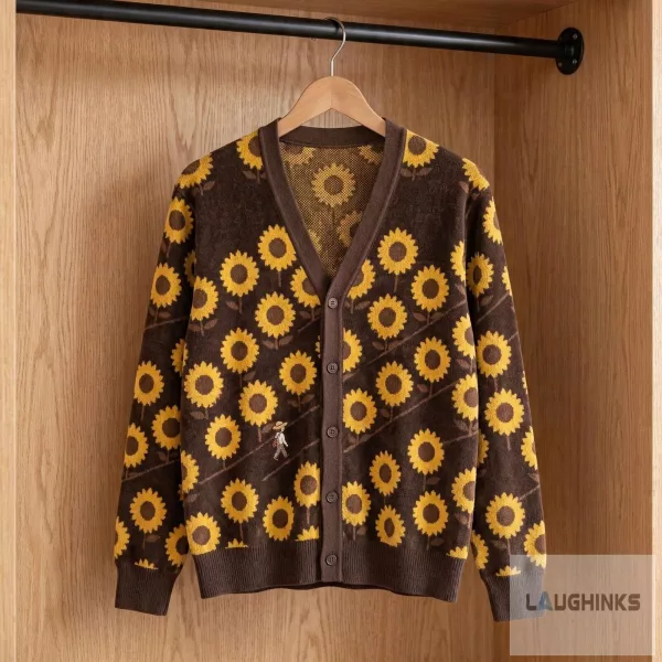Sunflower Floral Cardigan Sweater Vintage Graphic Apparel