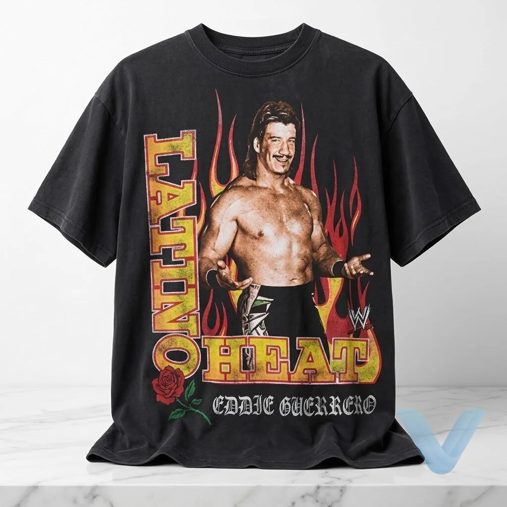 La Catalina Eddie Guerrero WWE Latino Heat Black Wash T Shirt 7 La Catalina Eddie Guerrero WWE Latino Heat Black Wash T Shirt