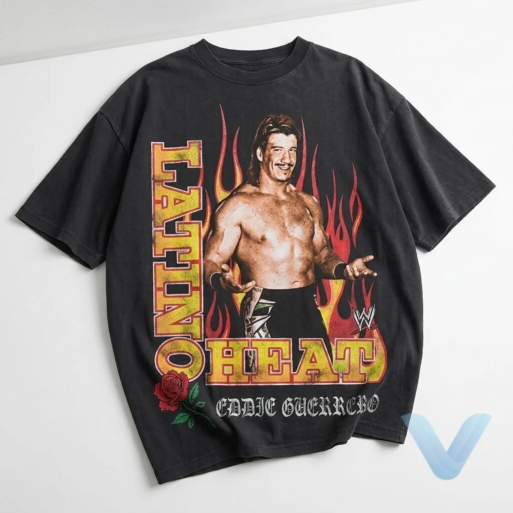 La Catalina Eddie Guerrero WWE Latino Heat Black Wash T Shirt 8 La Catalina Eddie Guerrero WWE Latino Heat Black Wash T Shirt