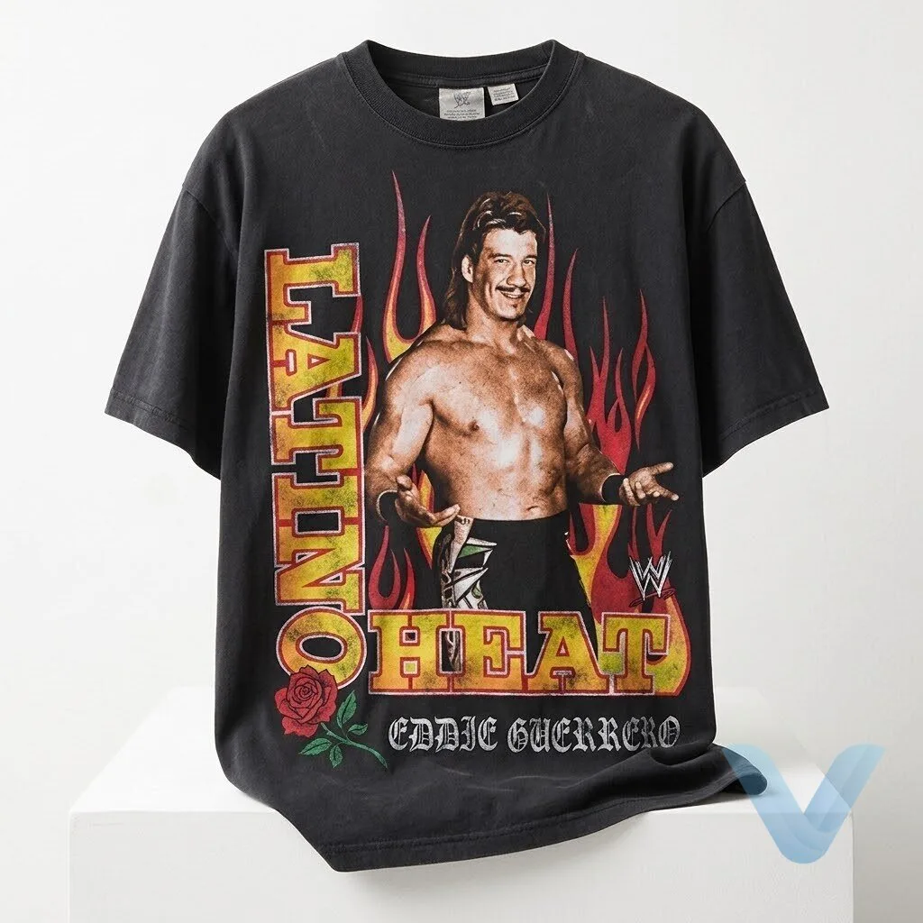 La Catalina Eddie Guerrero WWE Latino Heat Black Wash T Shirt 9 La Catalina Eddie Guerrero WWE Latino Heat Black Wash T Shirt